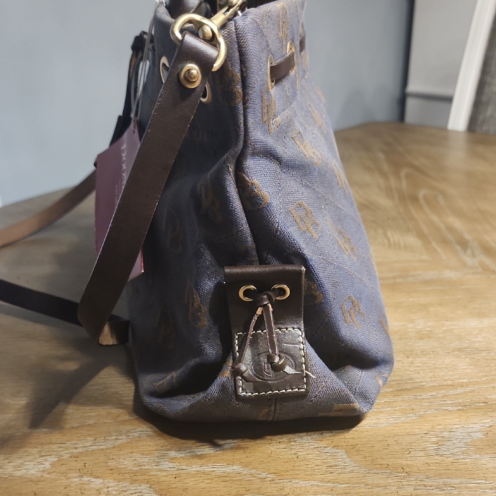 Dooney & Bourke Navy and Brown Satchel - Picture 3 of 5
